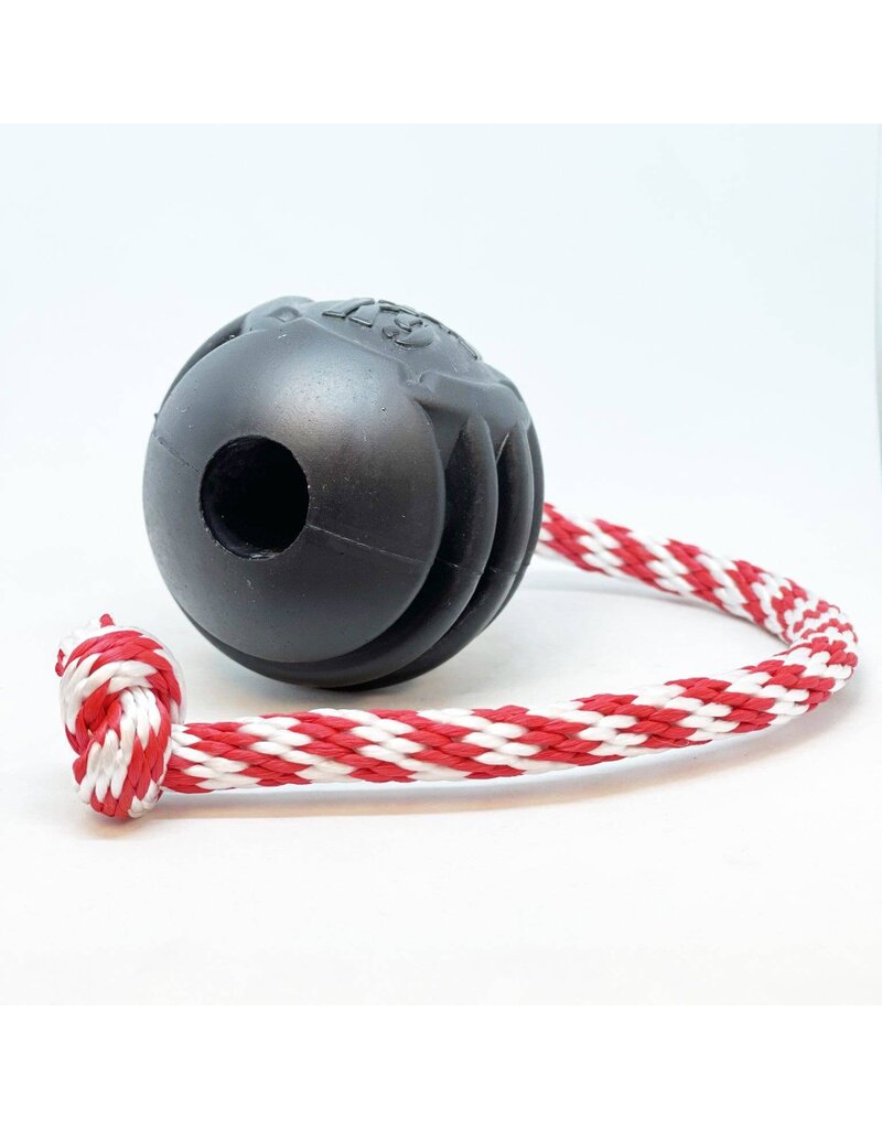 SodaPup SodaPup Enrichment Toys | Reward Ball w/ Rope Magnum Black