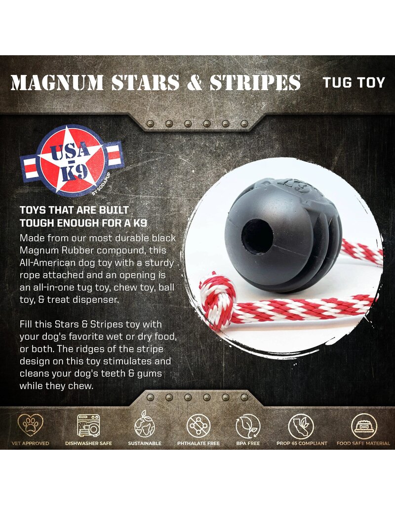 SodaPup SodaPup Enrichment Toys | Reward Ball w/ Rope Magnum Black