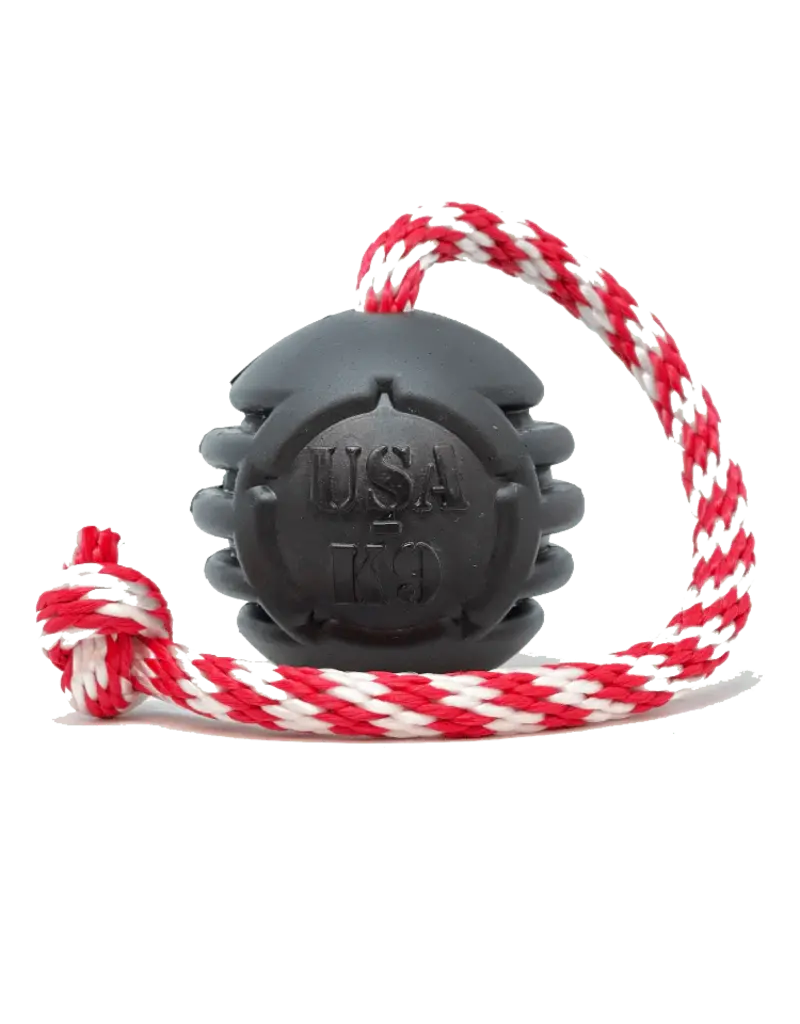 SodaPup SodaPup Enrichment Toys | Reward Ball w/ Rope Magnum Black