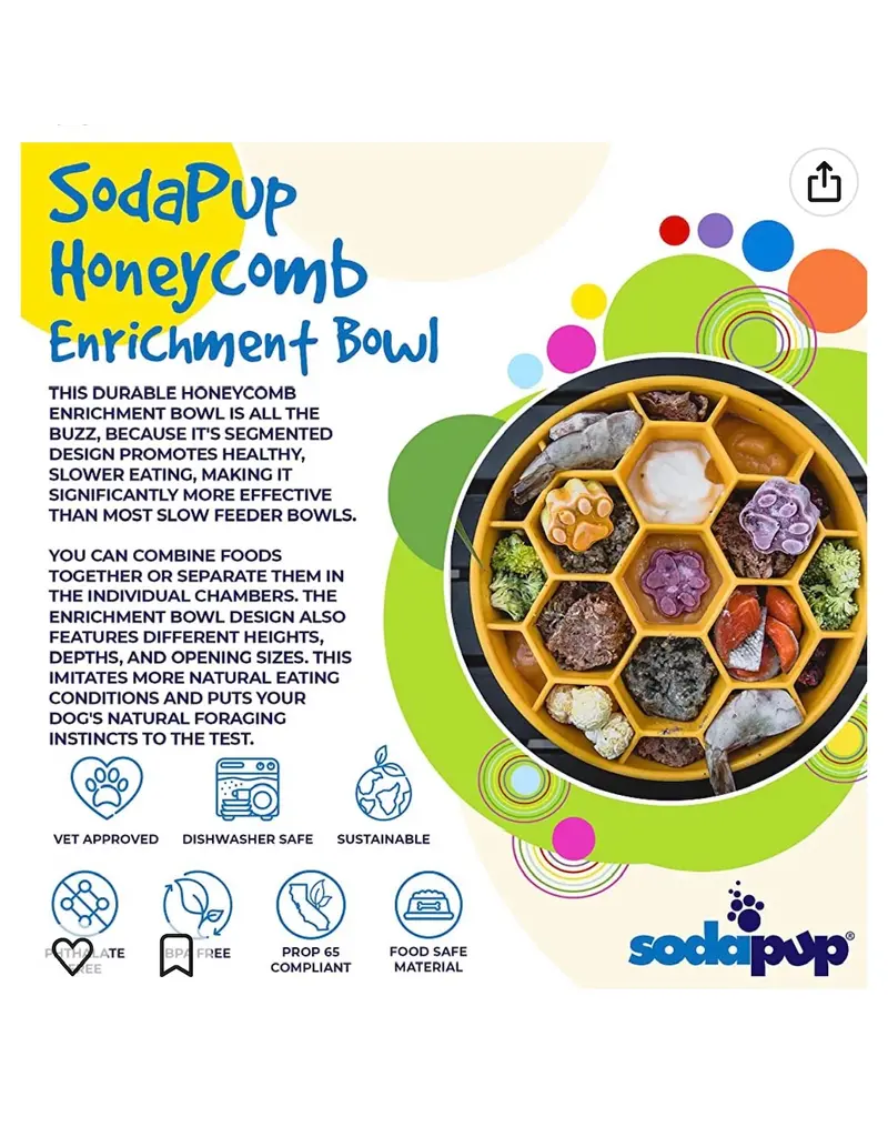 SodaPup SodaPup Enrichment Bowl | Honeycomb Blue