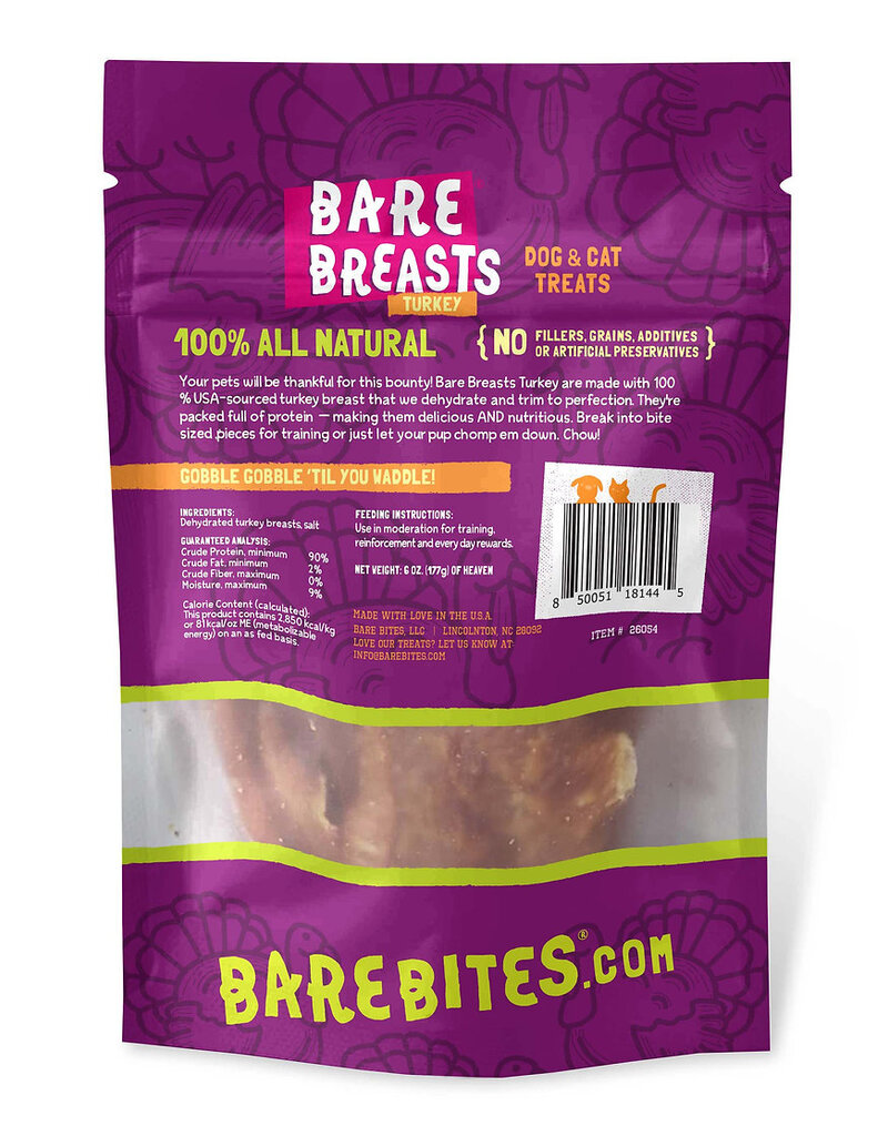 Bare Bites Bare Bites Dog Treats | Bare Breasts Turkey 6 oz