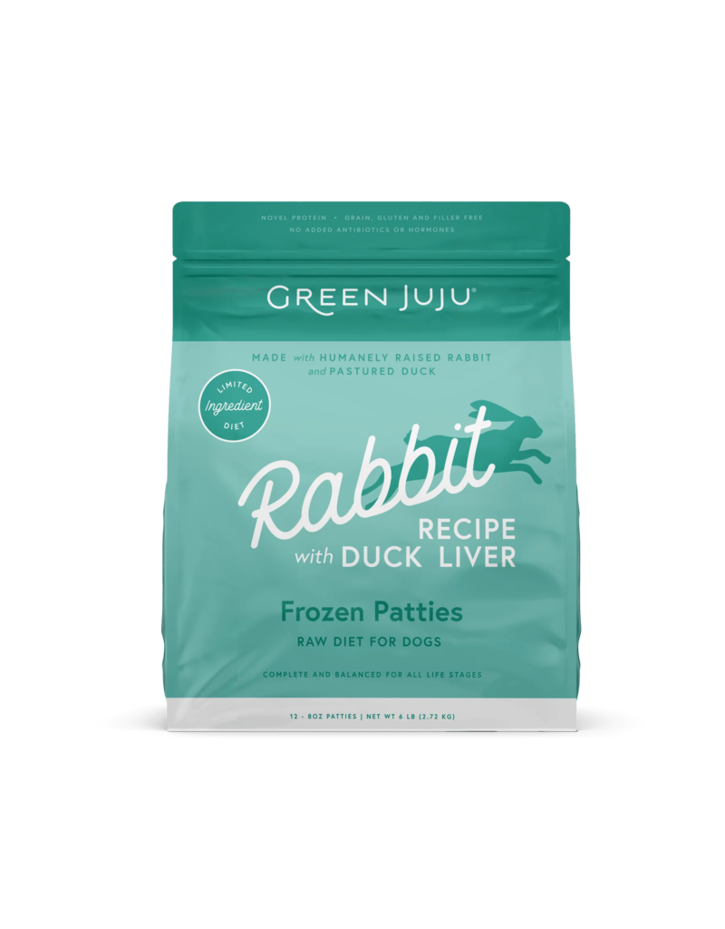 Green Juju Green Juju Frozen Dog Food | Rabbit with Duck Liver 8 oz Patties 6 lb CASE/6  (*Frozen Products for Local Delivery or In-Store Pickup Only. *)