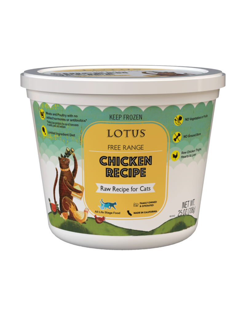 Lotus Natural Pet Food Lotus Frozen Raw Cat Food | Free Range Chicken 25 oz CASE/8 (*Frozen Products for Local Delivery or In-Store Pickup Only. *)