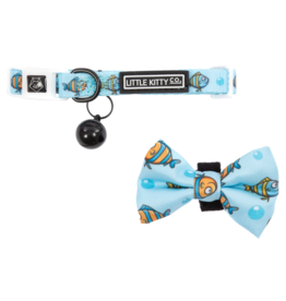 Little Kitty Co. Little Kitty Co. Collar & Bowtie | 1/2" Here Fishy Fishy Small