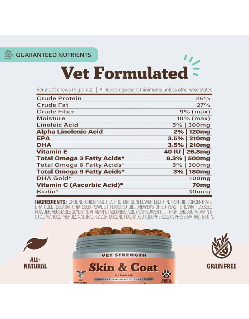 Natural Dog Company Natural Dog Company Supplements | Vet Strength Skin & Coat Soft Chews 90 ct