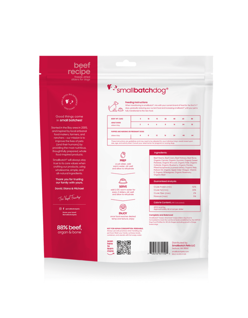 Smallbatch Pets Smallbatch Freeze Dried Dog Food Sliders | Beef 14 oz