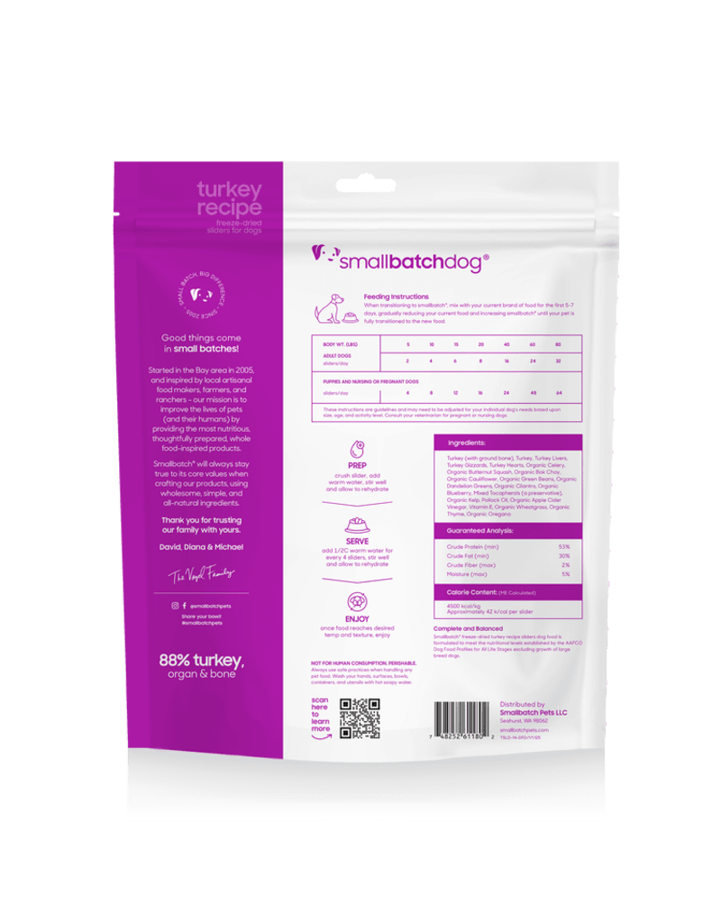 Smallbatch Pets Smallbatch Freeze Dried Dog Food Sliders | Turkey 25 oz