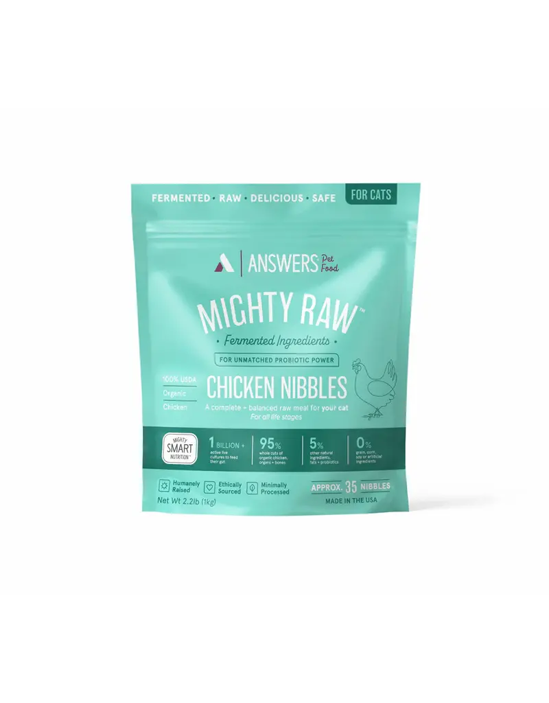 Answer's Pet Food Answers Frozen Cat Nibbles | Mighty Raw Chicken 2.2 lb (*Frozen Products for Local Delivery or In-Store Pickup Only. *)