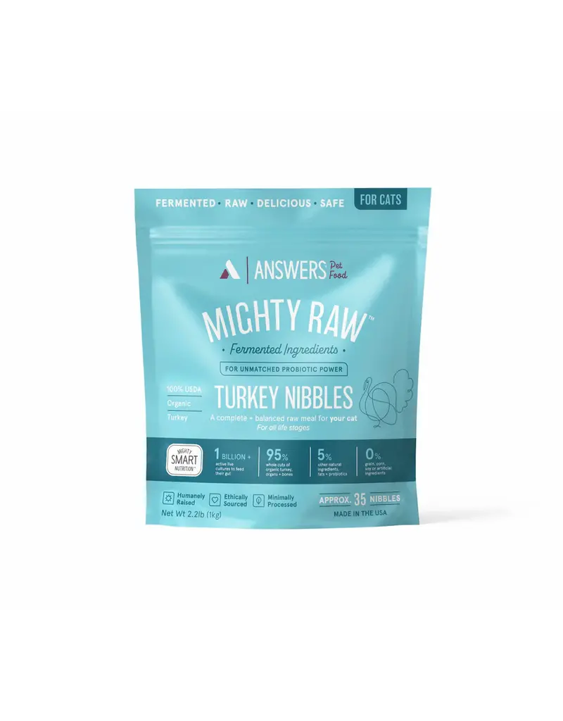 Answer's Pet Food Answers Frozen Cat Nibbles | Mighty Raw Turkey 2.2 lb (*Frozen Products for Local Delivery or In-Store Pickup Only. *)