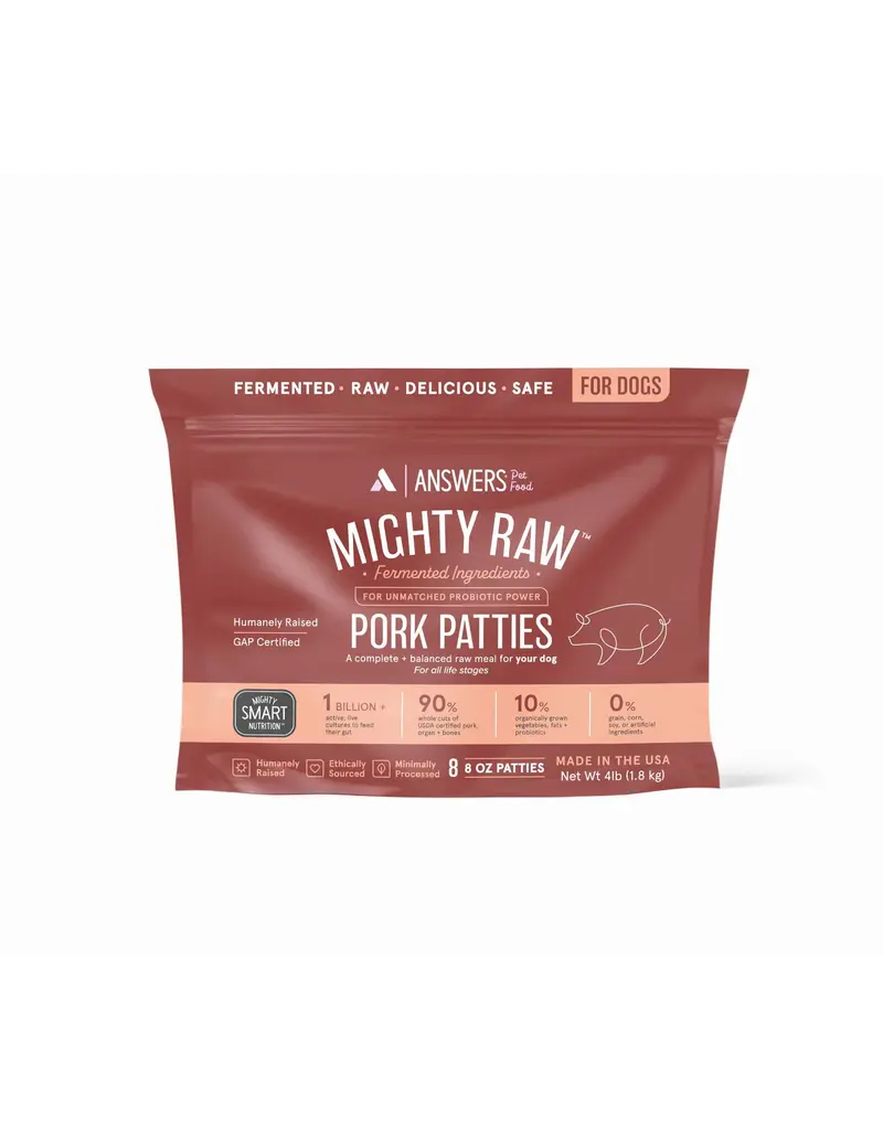 Answer's Pet Food DISC Answers Frozen Dog Food  Detailed Pork 8 oz Patties 4 lbs (*Frozen Products for Local Delivery or In-Store Pickup Only. *)