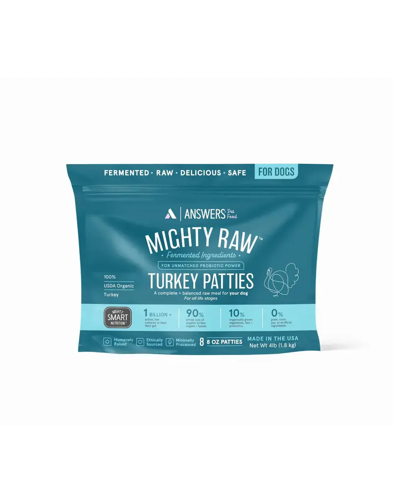 Answer's Pet Food DISC Answers Frozen Dog Food  Detailed Turkey 8 oz Patties 4 lbs (*Frozen Products for Local Delivery or In-Store Pickup Only. *)