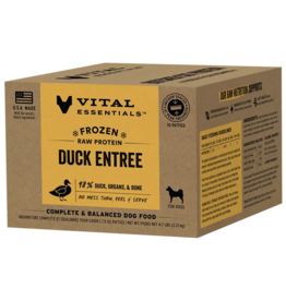 Frontier Distributing Vital Essentials Frozen Patties for Dogs | Duck Entree 4.7 lb Box 10 Ct (*Frozen Products for Local Delivery or In-Store Pickup Only. *)