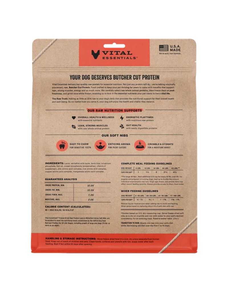 Vital Essentials Vital Essentials Freeze Dried Dog Food | Lamb & Whitefish Entrée & Mixer Soft Nibs 14 oz