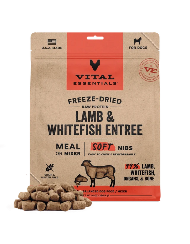 Vital Essentials Vital Essentials Freeze Dried Dog Food | Lamb & Whitefish Entrée & Mixer Soft Nibs 14 oz