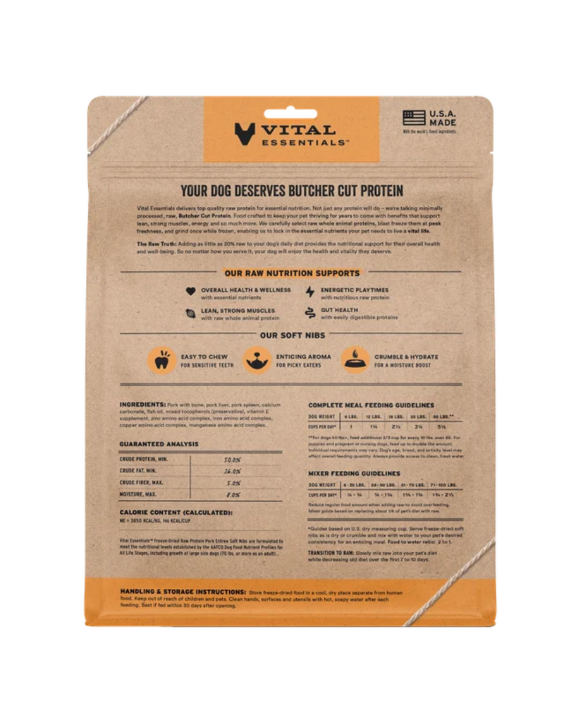 Vital Essentials Vital Essentials Freeze Dried Dog Food | Pork Entrée & Mixer Soft Nibs 14 oz