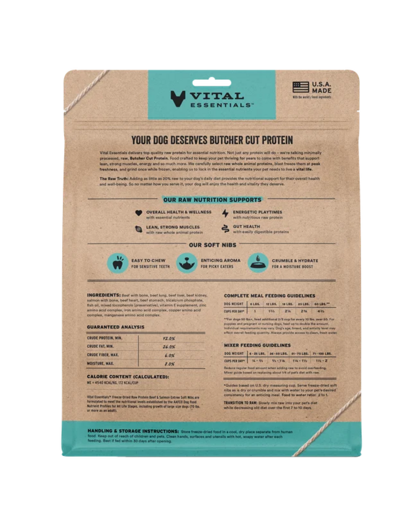 Vital Essentials Vital Essentials Freeze Dried Dog Food | Beef & Salmon Entrée & Mixer Soft Nibs 14 oz