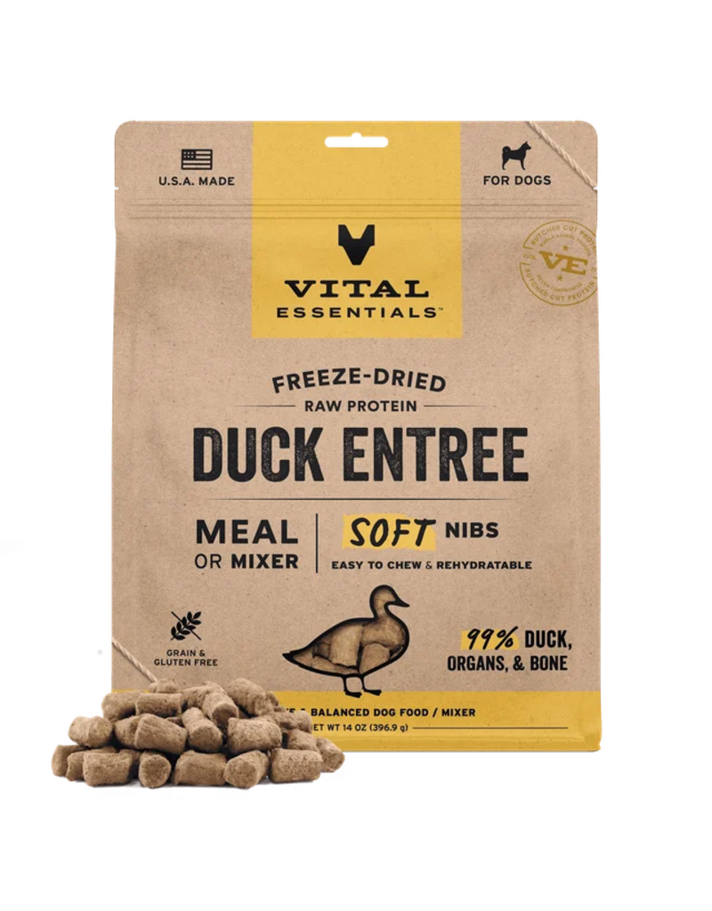 Vital Essentials Vital Essentials Freeze Dried Dog Food | Duck Entrée & Mixer Soft Nibs 14 oz