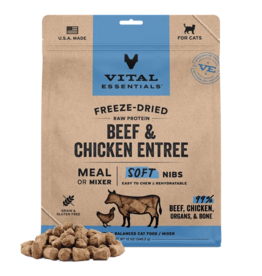 Vital Essentials Vital Essentials Freeze Dried Cat Food | Beef & Chicken Entrée & Mixer Soft Nibs 12 oz
