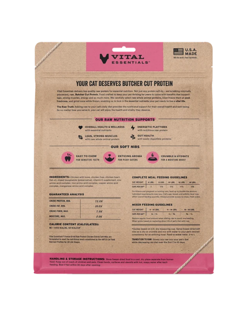 Vital Essentials Vital Essentials Freeze Dried Cat Food | Chicken Entrée & Mixer Soft Nibs 12 oz