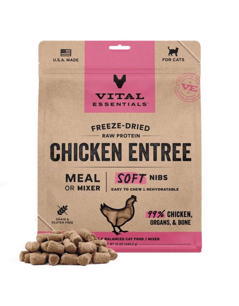 Vital Essentials Vital Essentials Freeze Dried Cat Food | Chicken Entrée & Mixer Soft Nibs 12 oz