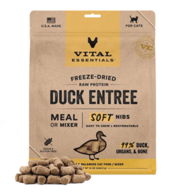 Vital Essentials Vital Essentials Freeze Dried Cat Food | Duck Entrée & Mixer Soft Nibs 12 oz