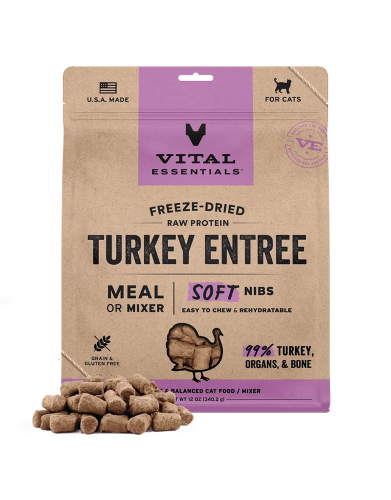 Vital Essentials Vital Essentials Freeze Dried Cat Food | Turkey Entrée & Mixer Soft Nibs 12 oz