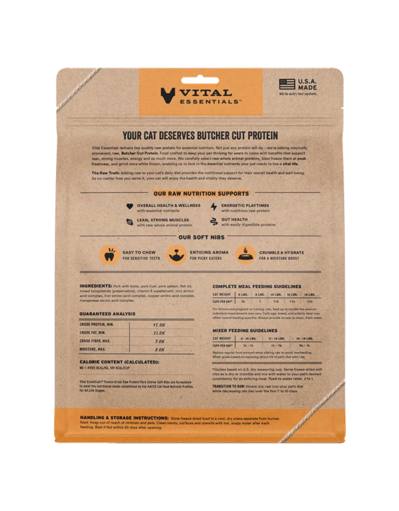 Vital Essentials Vital Essentials Freeze Dried Cat Food | Pork Entrée & Mixer Soft Nibs 12 oz
