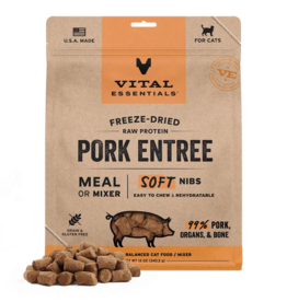 Vital Essentials Vital Essentials Freeze Dried Cat Food | Pork Entrée & Mixer Soft Nibs 12 oz