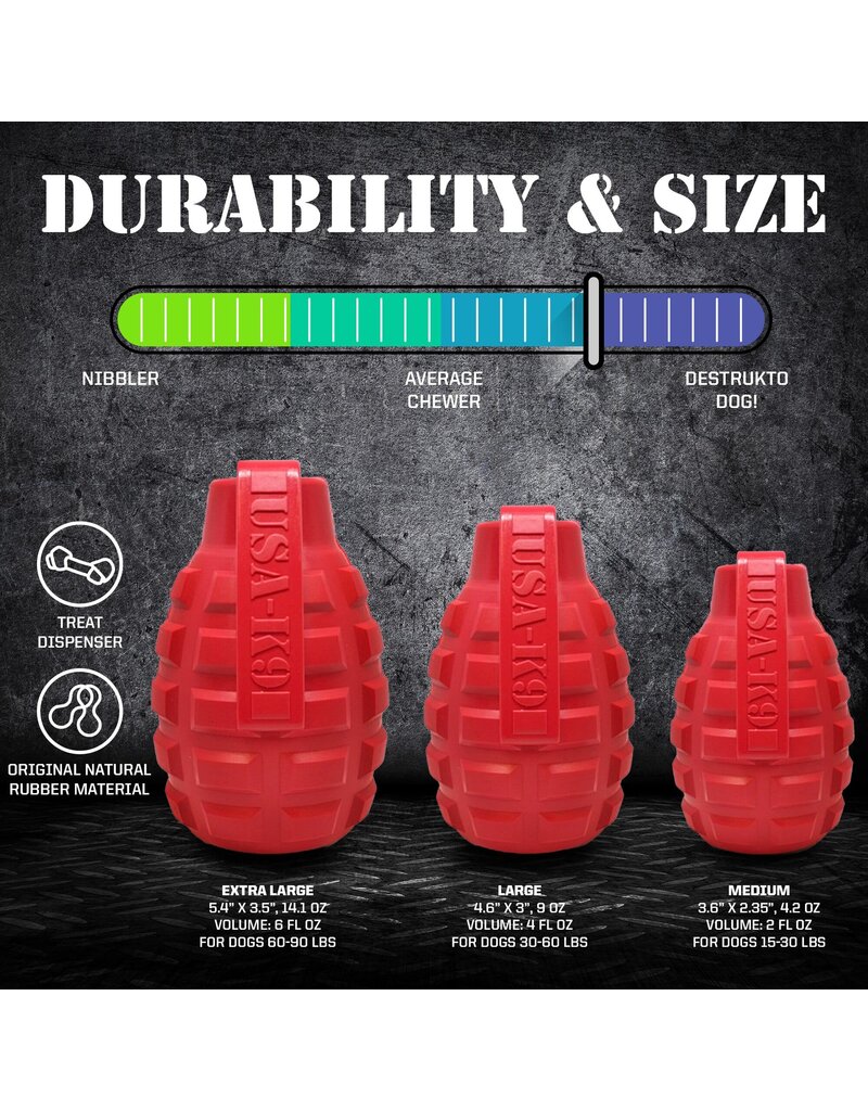 SodaPup SodaPup Enrichment Toys | Grenade Reward Toy Red Large