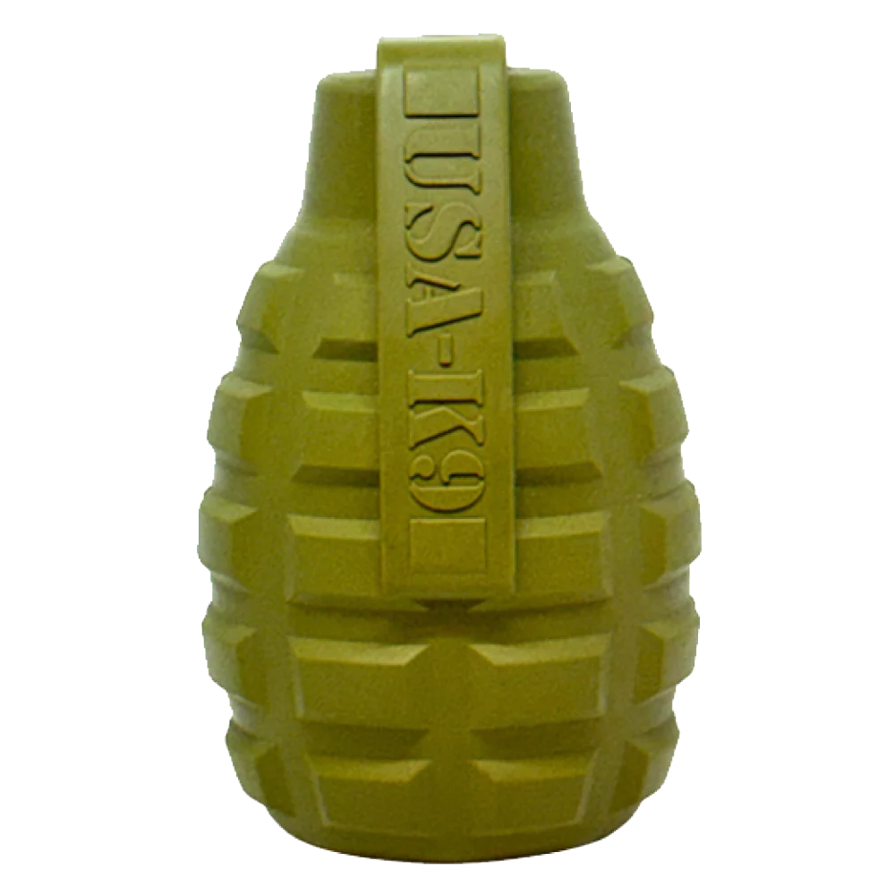 SodaPup Enrichment Toys | Grenade Reward Toy Army Green Large