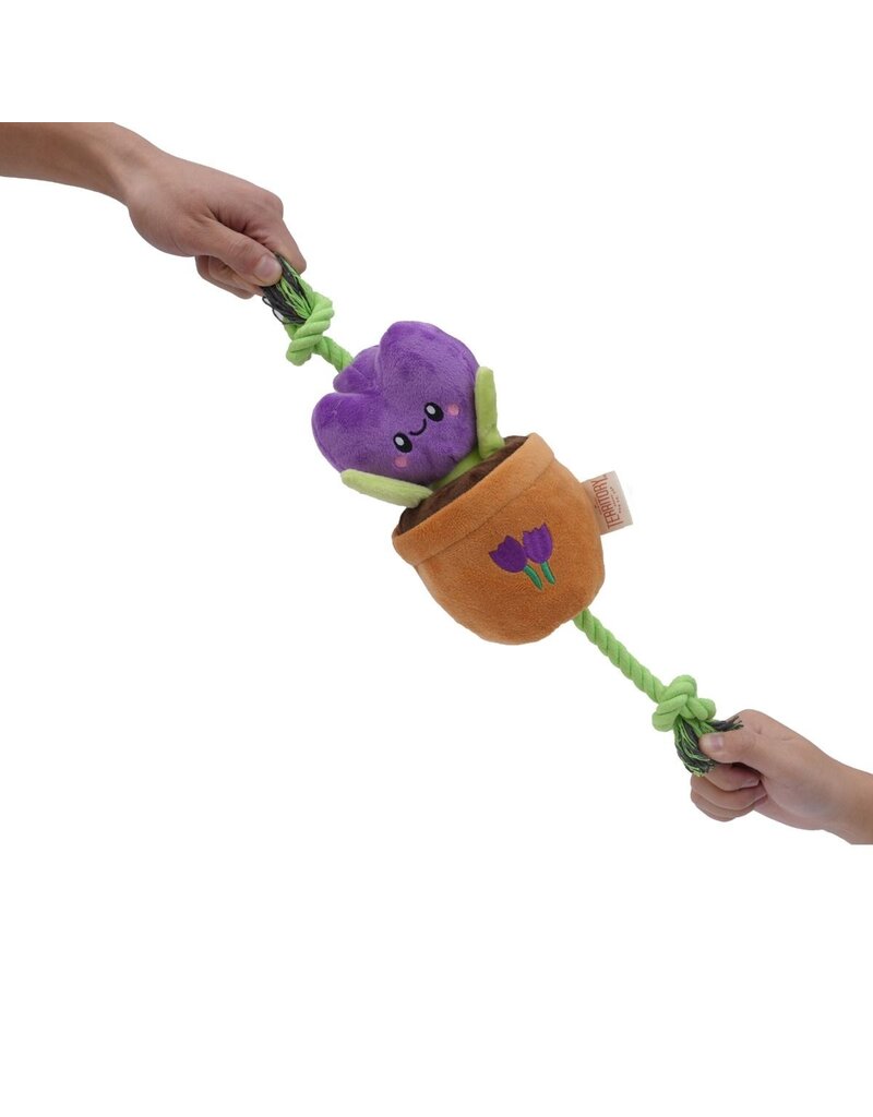 Territory Territory Plush Dog Toy | Purple Tulip Flower Tug Toy 16"