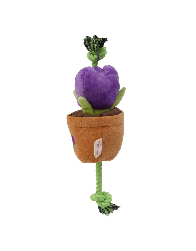 Territory Territory Plush Dog Toy | Purple Tulip Flower Tug Toy 16"