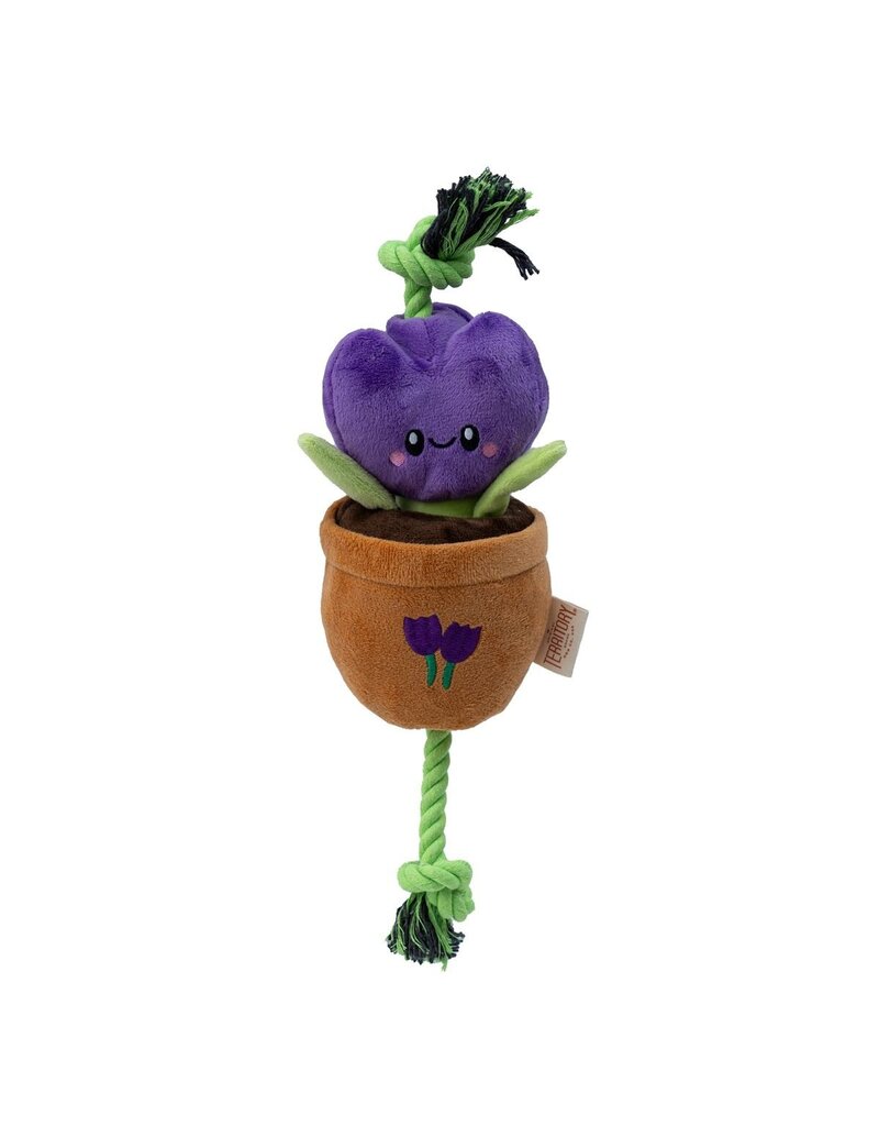 Territory Territory Plush Dog Toy | Purple Tulip Flower Tug Toy 16"