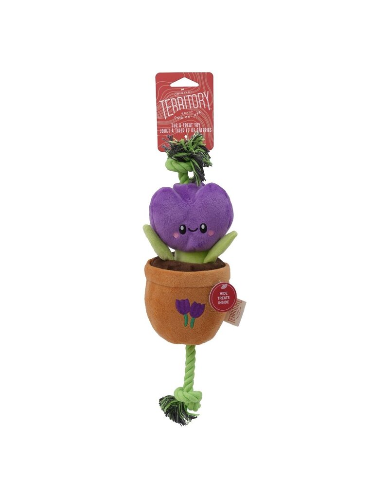 Territory Territory Plush Dog Toy | Purple Tulip Flower Tug Toy 16"