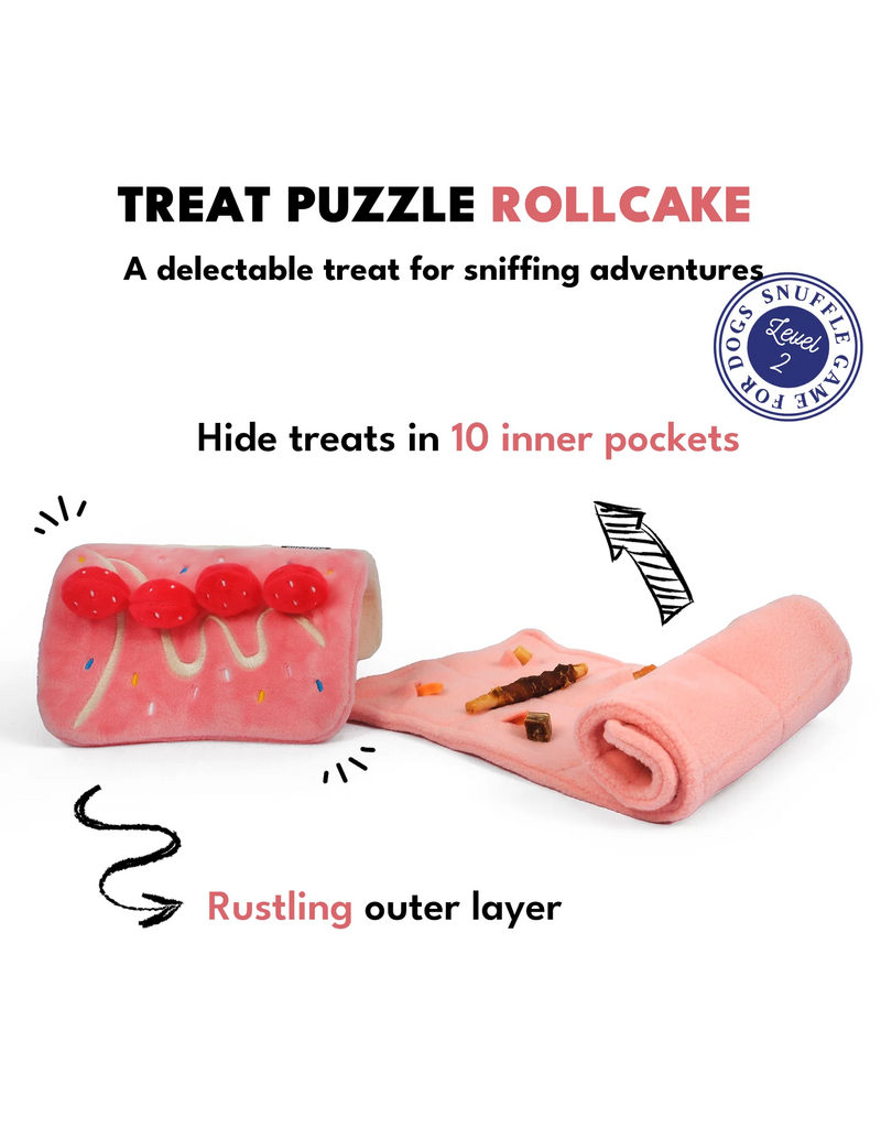 Chewffon Chewffon Plush Dog Toy | Strawberry Roll Cake Puzzle
