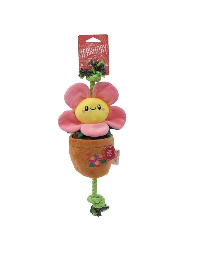 Territory Territory Plush Dog Toy | Pink Daisy Flower Tug Toy 16"