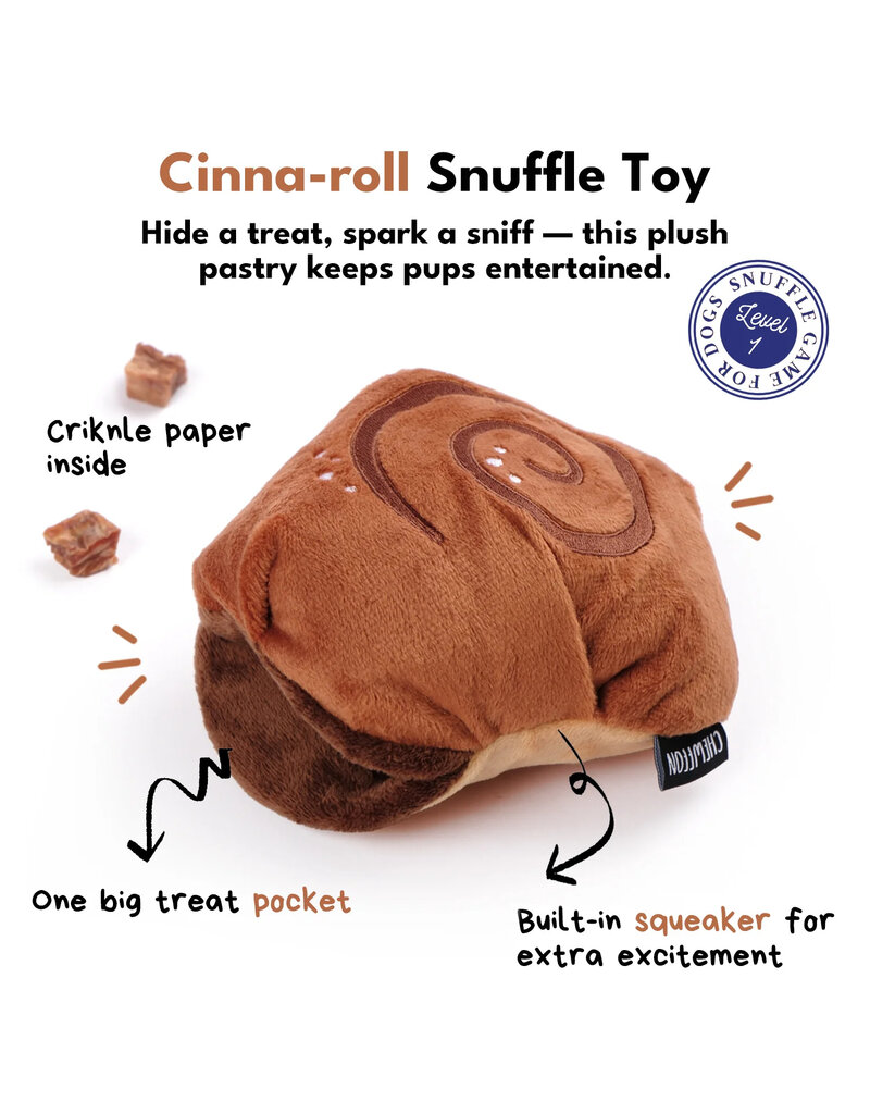 Chewffon Chewffon Plush Dog Toy | Cinnamon Roll Squeaky Snuffle Toy
