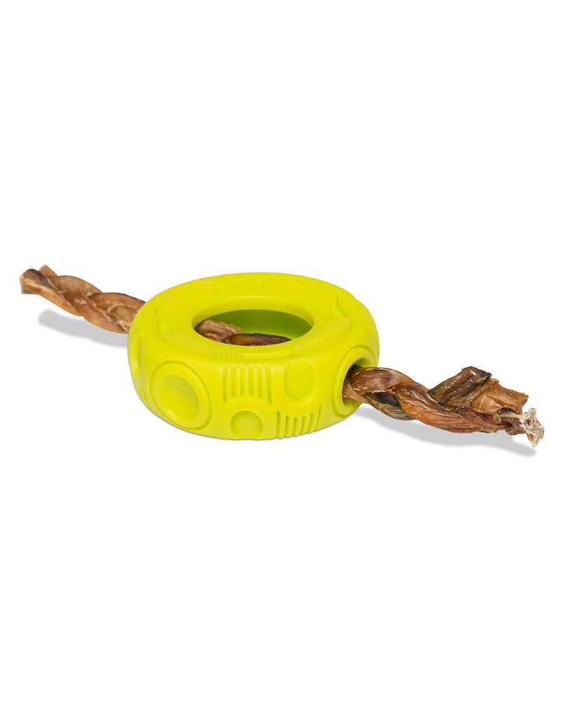 Totally Pooched Totally Pooched Dog Toys | Stuff N' Brush Tire Toy 5" Green