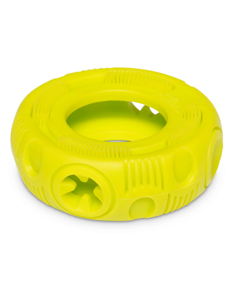 Totally Pooched Totally Pooched Dog Toys | Stuff N' Brush Tire Toy 5" Green