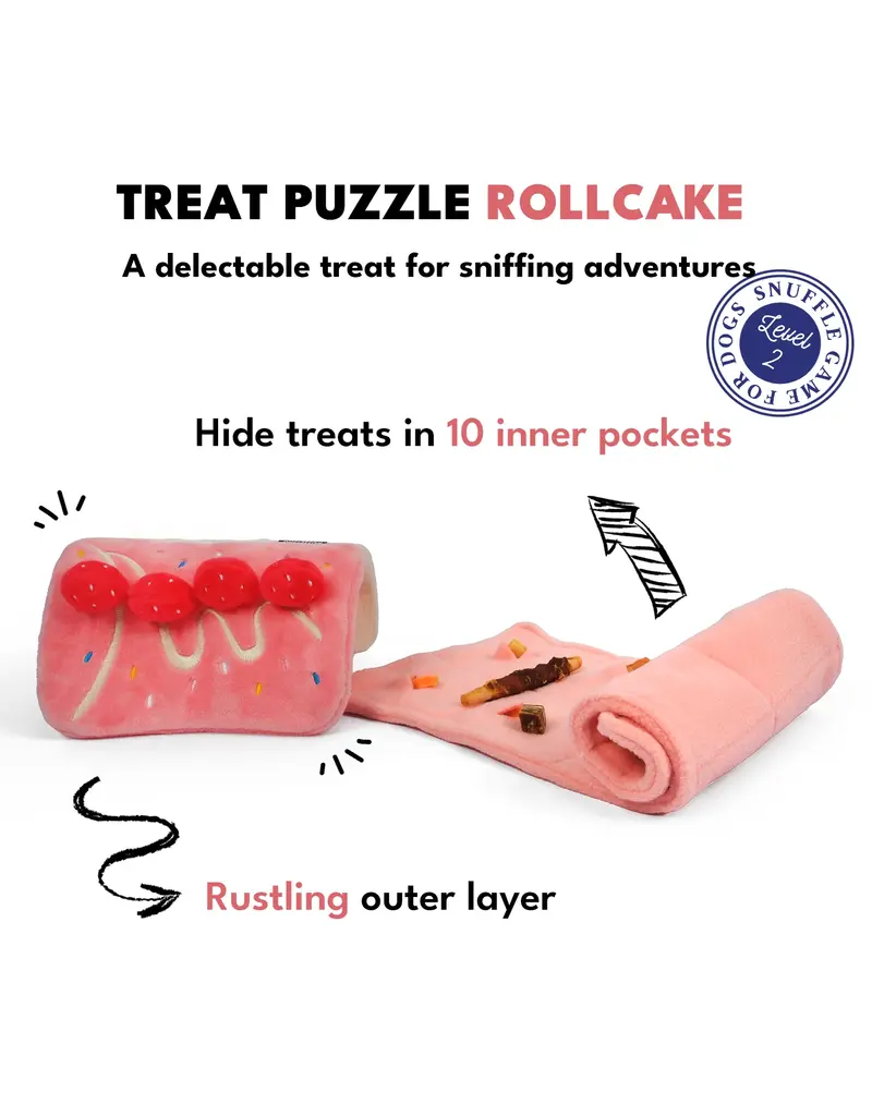Chewffon Chewffon Plush Dog Toy | Strawberry Roll Cake Puzzle