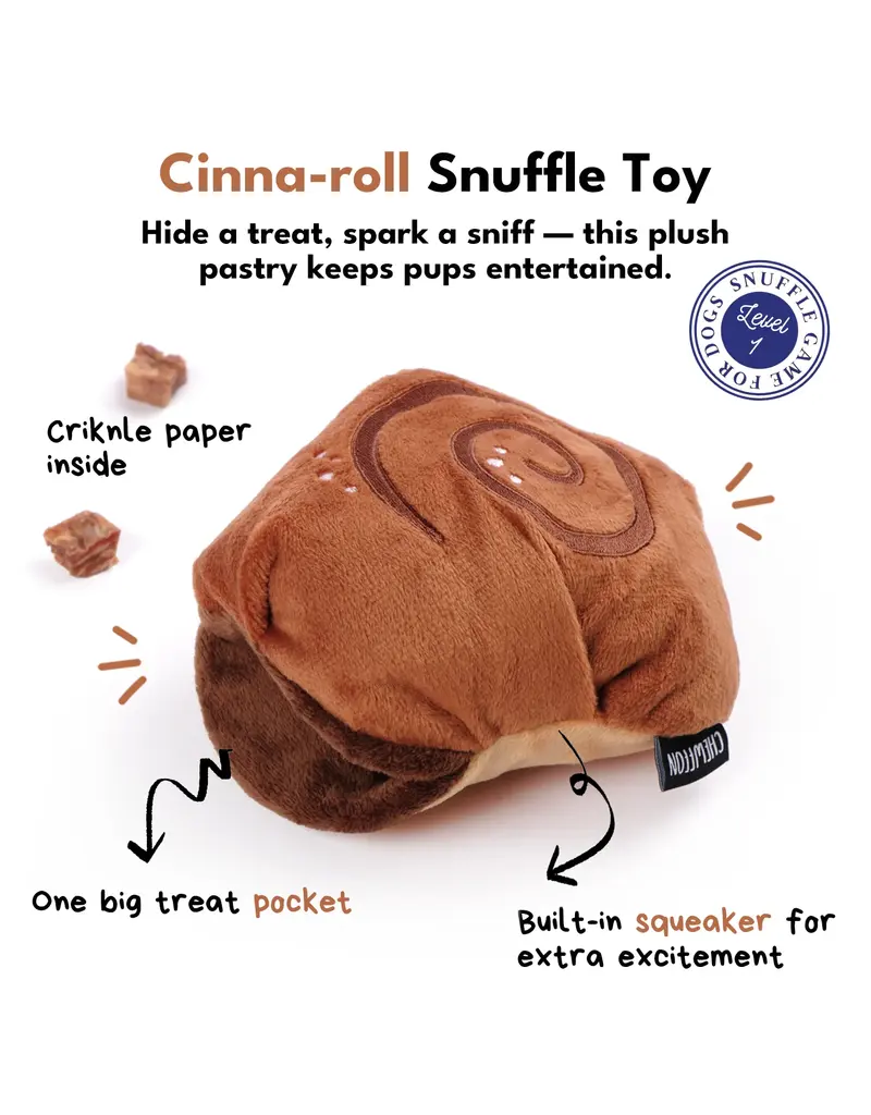 Chewffon Chewffon Plush Dog Toy | Cinnamon Roll Squeaky Snuffle Toy