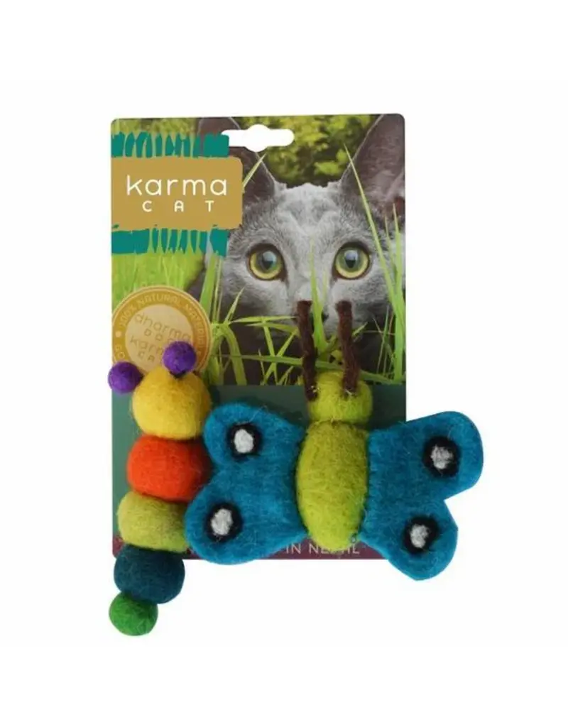 Distinctly Himalayan Distinctly Himalayan Cat Toy | Wool Caterpillar & Butterfly 2 Pack