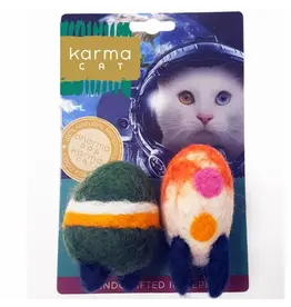 Distinctly Himalayan Distinctly Himalayan Cat Toy | Wool Space Ship & Rocket 2 Pack