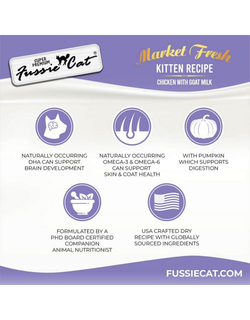 Fussie Cat Fussie Cat Dry Kibble | Market Fresh Kitten Chicken Recipe w/ Goat Milk 3.5 lb