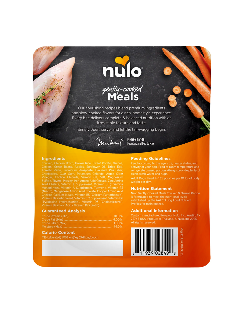 Nulo Nulo Dog Gently Cooked Pouch | Chicken & Quinoa Recipe 9 oz CASE/8
