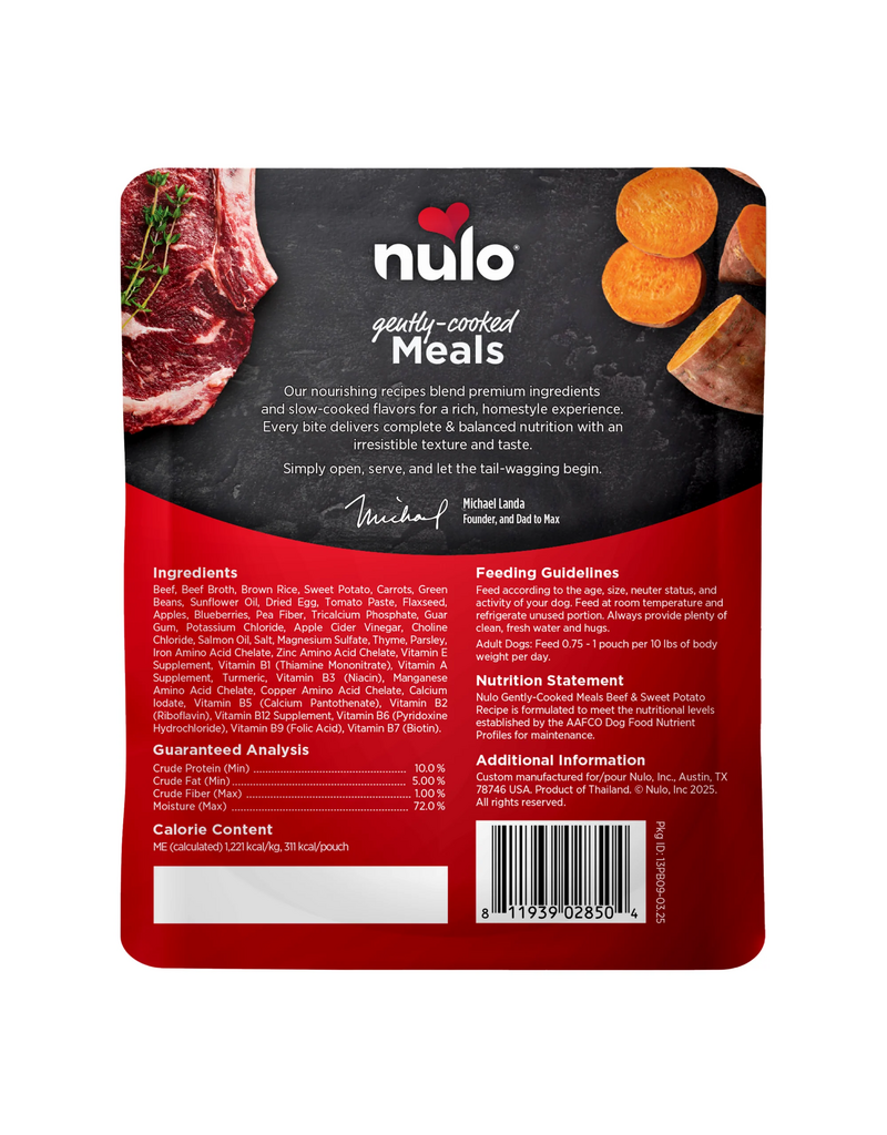 Nulo Nulo Dog Gently Cooked Pouch | Beef & Sweet Potato Recipe 9 oz CASE/8