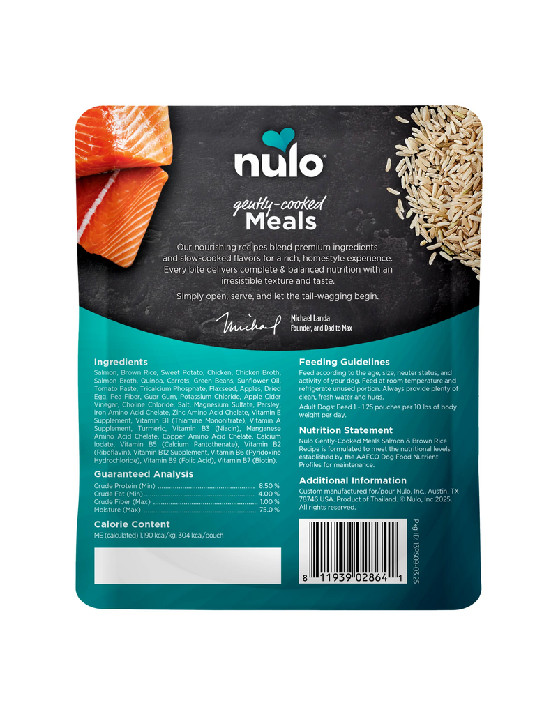 Nulo Nulo Dog Gently Cooked Pouch | Salmon & Brown Rice Recipe 9 oz single