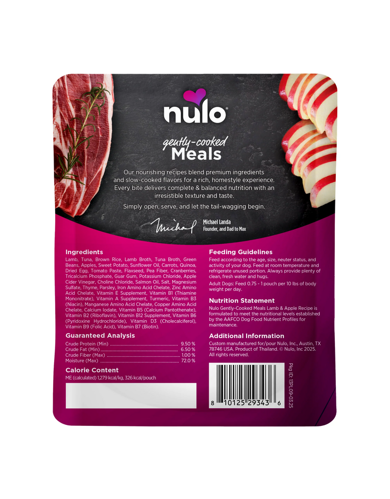 Nulo Nulo Dog Gently Cooked Pouch | Lamb & Apple Recipe 9 oz single