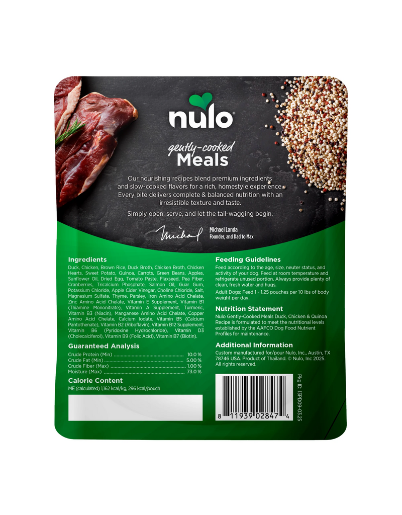 Nulo Nulo Dog Gently Cooked Pouch | Duck, Chicken & Quinoa Recipe 9 oz single