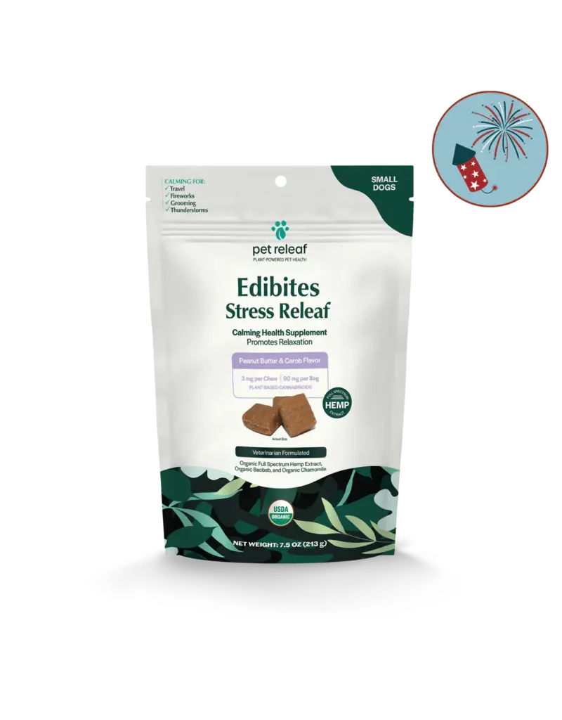 Pet Releaf Pet Releaf Edibites Soft Chews | CBD Calming Peanut Butter & Carob Swirl Medium/Large Breed 7.5 oz